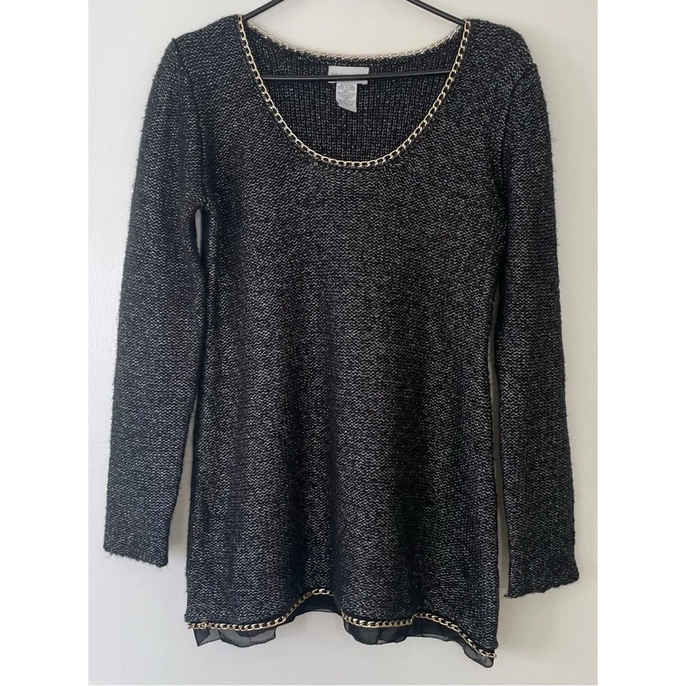 Soft Surroundings Metallic Knit Chainlink Sweater